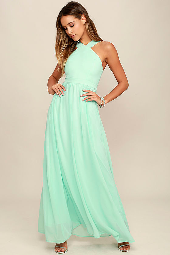 mint color maxi dress