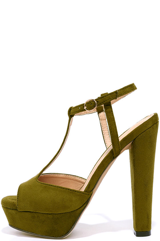 olive green heel sandals