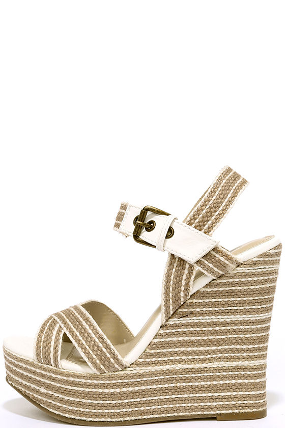 MIA Francis White Natural Rope Platform Wedges