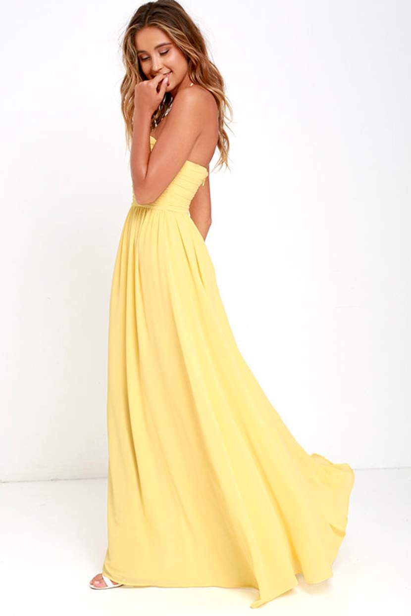 Lovely Yellow Gown - Strapless Dress - Maxi Dress - $82.00 - Lulus