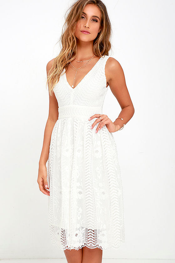 Lace Dress - Ivory Dress - Midi Dress - White Dress - $68.00 - Lulus