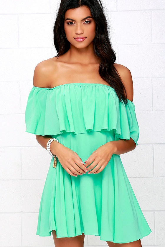 NABILA ALLURE MINT GREEN ONE SHOULDER DRESS