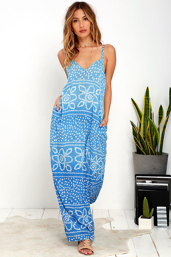 Lovely Blue Maxi Dress - Print Dress - Shift Dress - $62.00 - Lulus