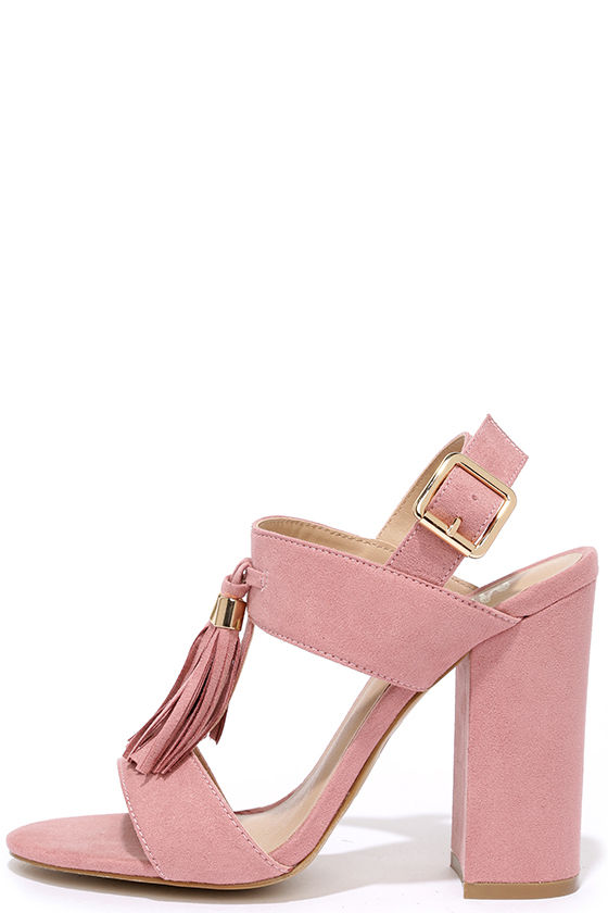 Stylish Mauve Heels - Vegan Suede Heels 