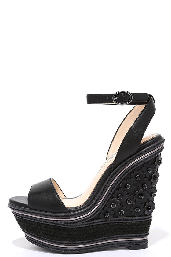 Jessica Simpson Ameka - Black Wedges - Embellished Wedges - $129.00 - Lulus