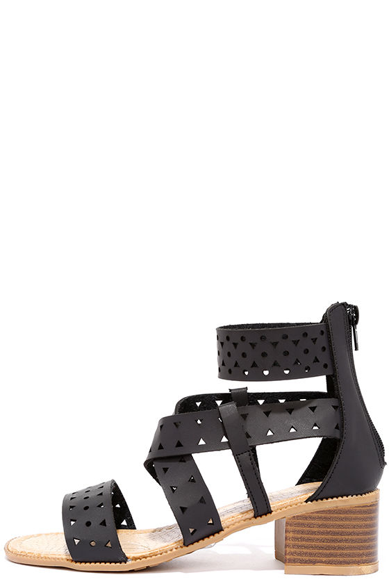 black cut out sandals