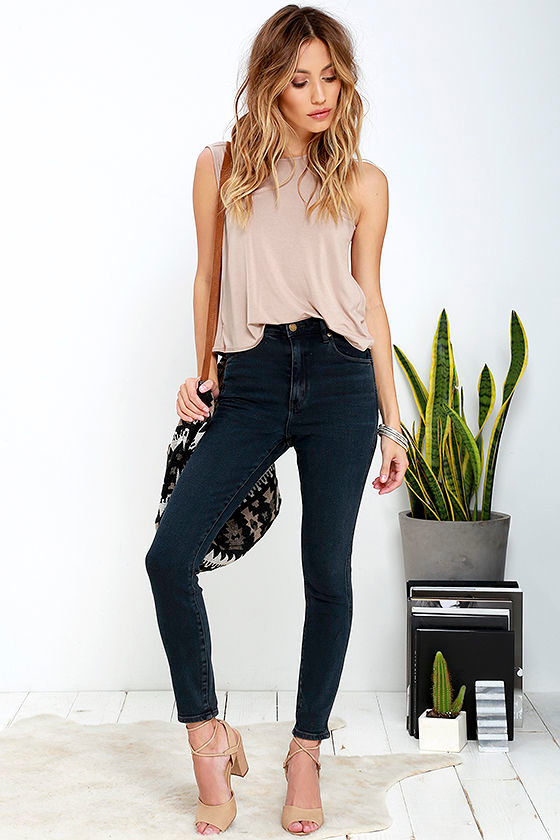 black high waisted ankle jeans