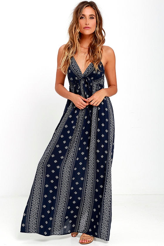 NOEN Print Maxi Dress-Blue