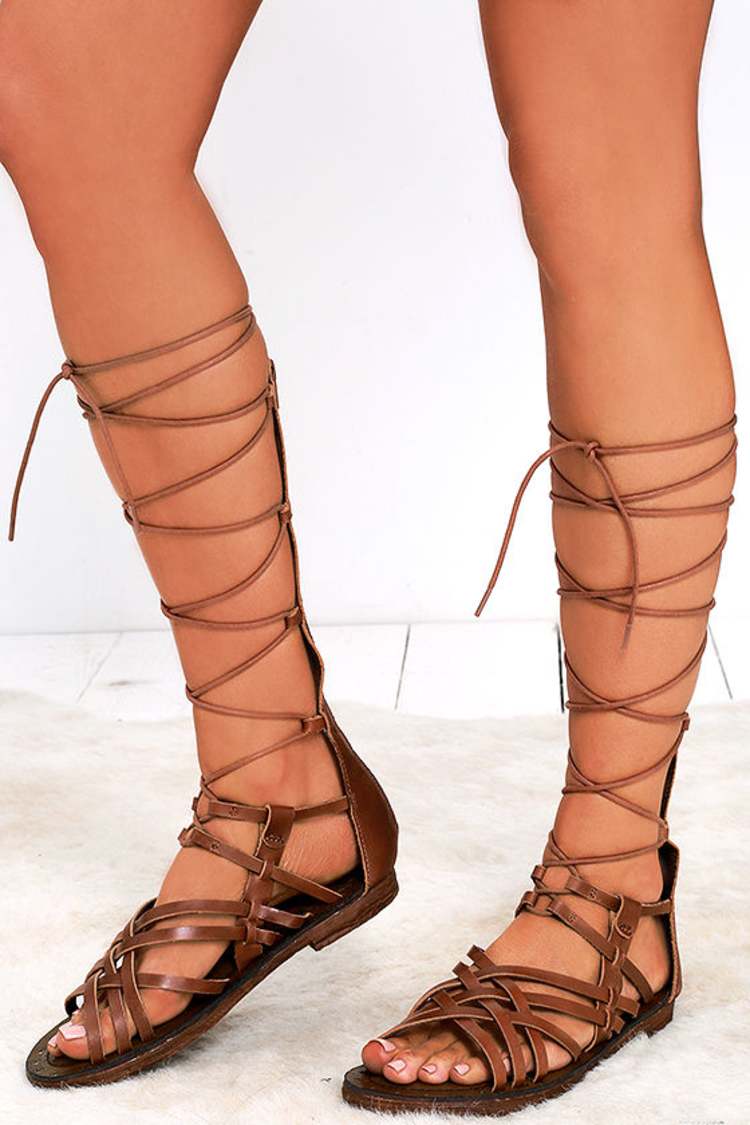 Cute Leather Sandals - Tall Gladiators - Gladiator Sandals  MIA LENORA GLADIATOR LEATHER SANDALS BROWN NEW main image 0