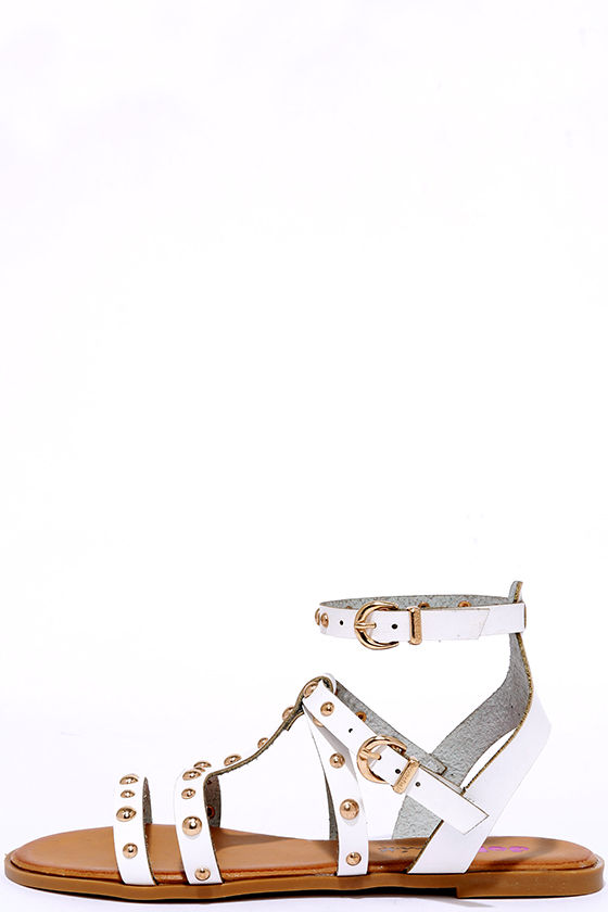 white studded flats
