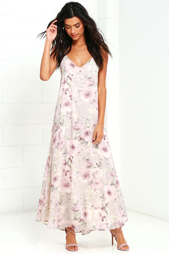 Floral Print Dress - Taupe Dress - Maxi Dress - $59.00