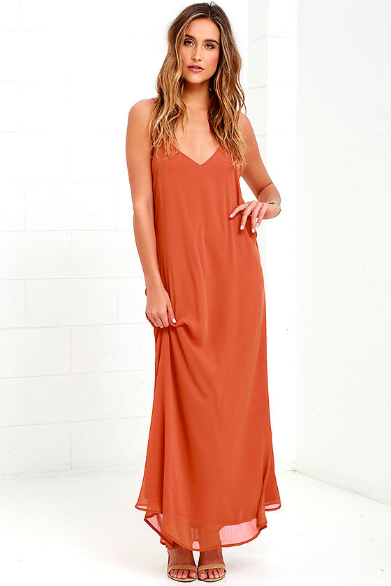 light orange maxi dress