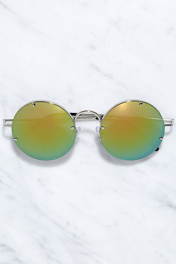 Spitfire Poolside Sunglasses Silver and Green Sunglasses Round