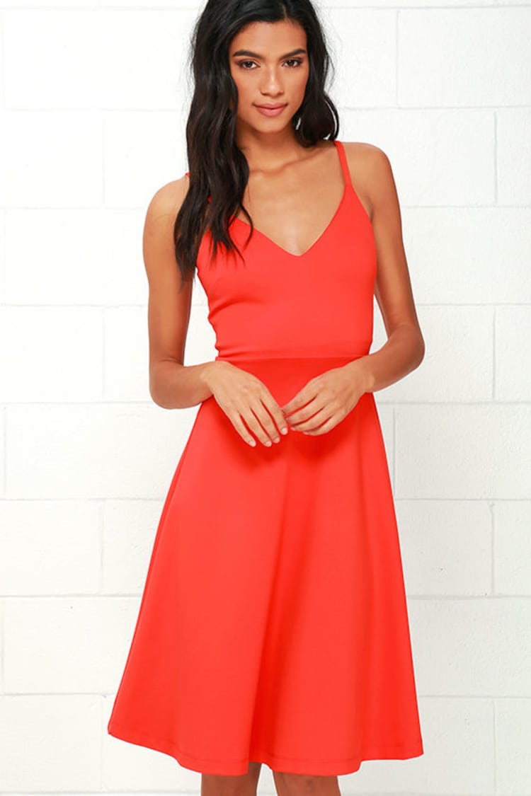 Sweet Coral Red Dress - A-Line Dress - Midi Dress - Fit-and-Flare Dress - $56.00 - Lulus Sweet Coral Red Dress - A-Line Dress - Midi Dress - Fit-and-Flare Dress - $56.00 - Lulus