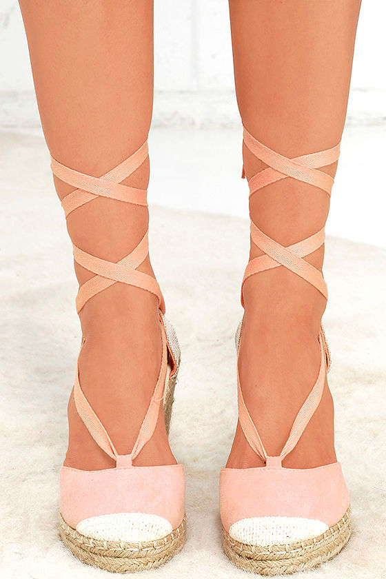 light pink espadrilles wedges