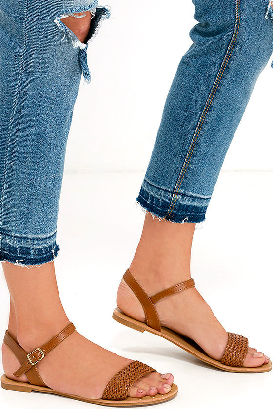 new look brown flat sandals