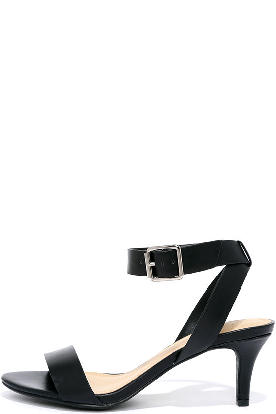 Cute Black Heels Kitten Heels Ankle Strap Heels 21.00 Lulus