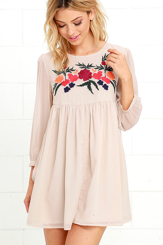 beige babydoll dress