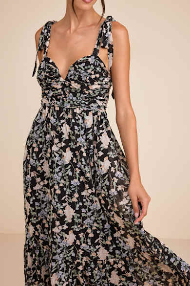 princess polly baby blue dress Lulus Thriving Poise Black 3d Floral Embroidered Tie Strap Maxi Dress