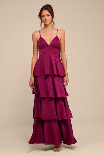 Going with Elegance Plum Purple Satin Tiered Gown 2