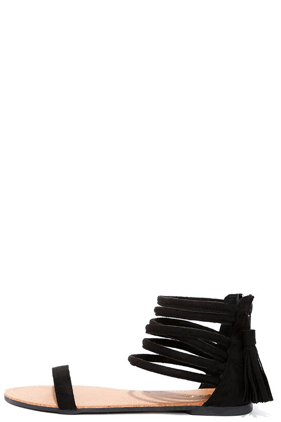 black suede flats with ankle strap