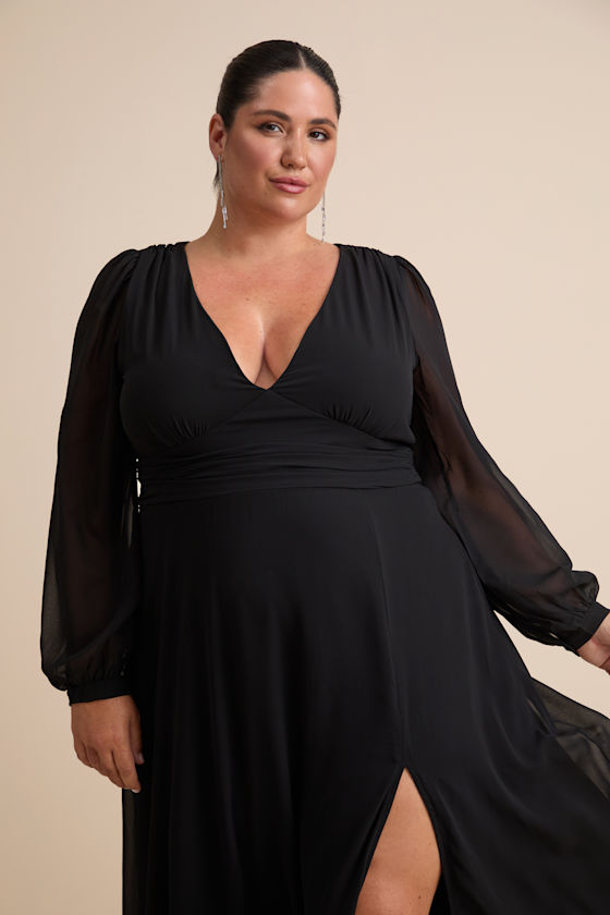 Love You So Black Long Sleeve Maxi Dress - thumbnail 6