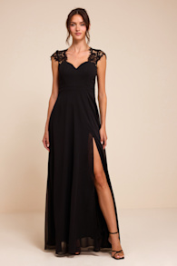 Momentous Moments Black Lace Backless Maxi Dress 2