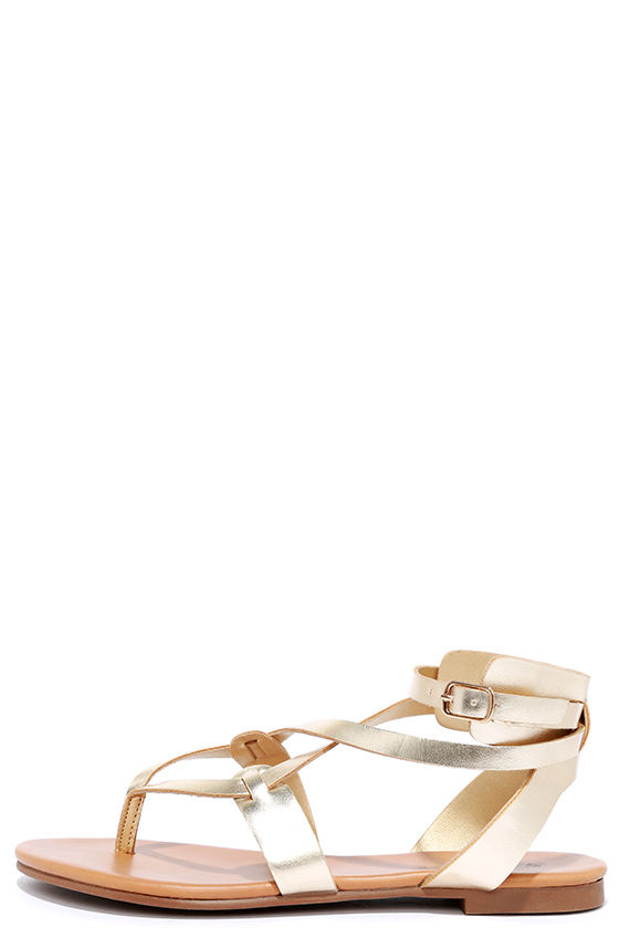 Boho Babe Champagne Gold Thong Sandals 1