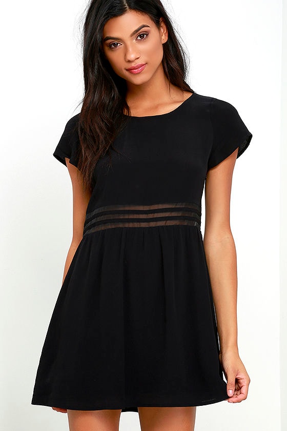 Cute Black Dress - LBD - Mesh Dress - Short Sleeve Dress - $50.00 - Lulus