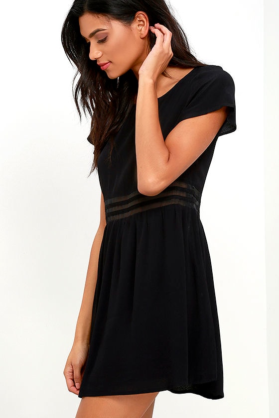 Cute Black Dress - LBD - Mesh Dress - Short Sleeve Dress - $50.00