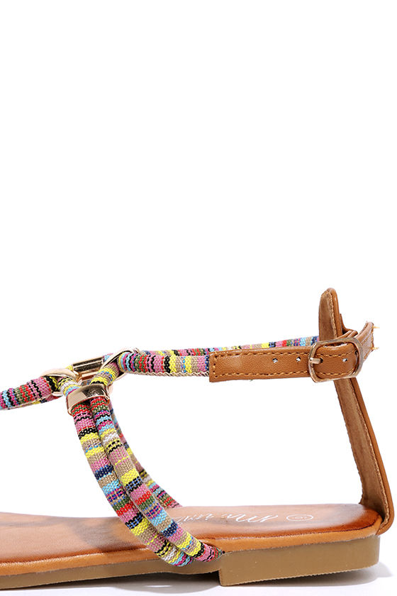 Tongs Femme Kene Rapu – Tissu Africain – Multicolore – Taille US 8 (Trendy)