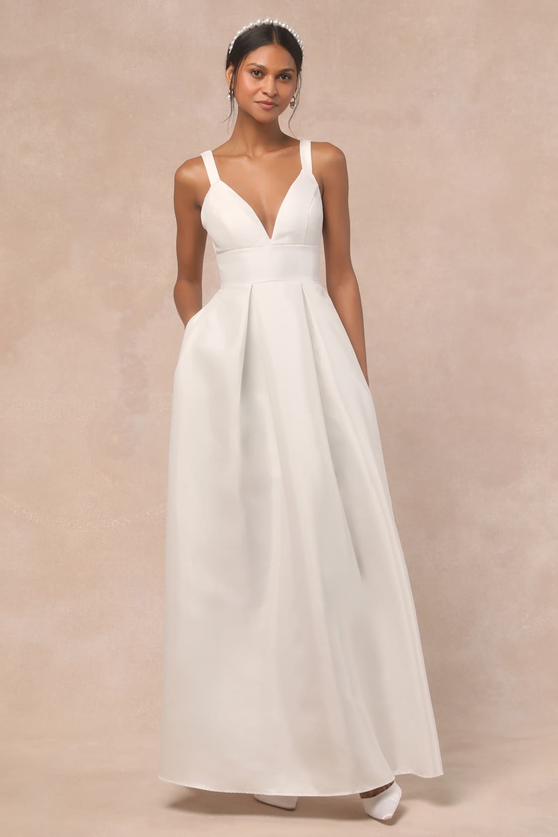 Ready For Romance Ivory Sleeveless Maxi Dress With Pockets