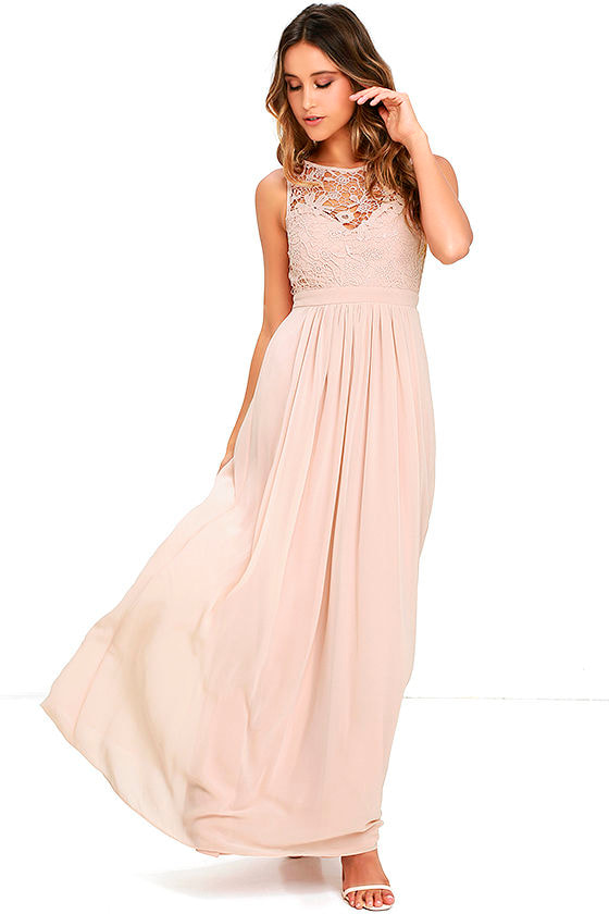 blush lace gown