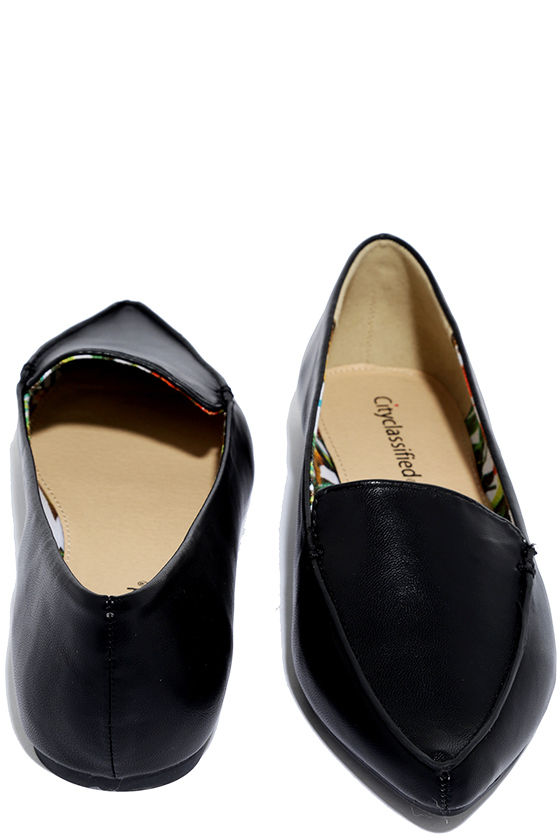 Work Week Black Pointed Loafer Flats