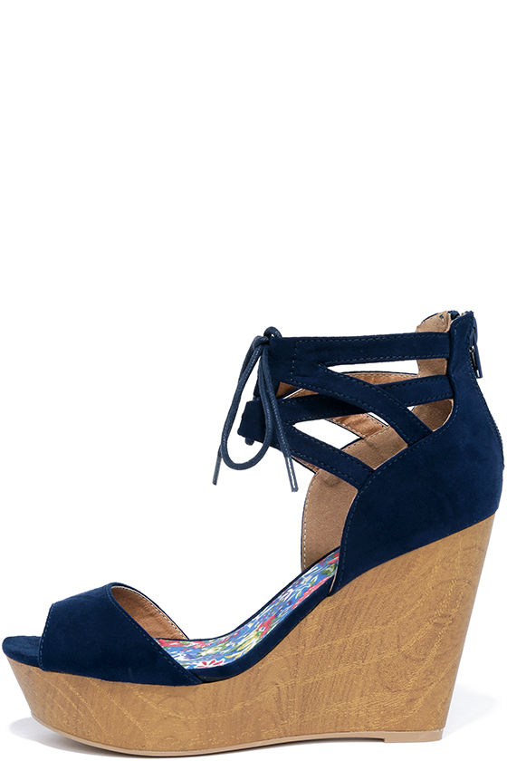 blue wedge sandal