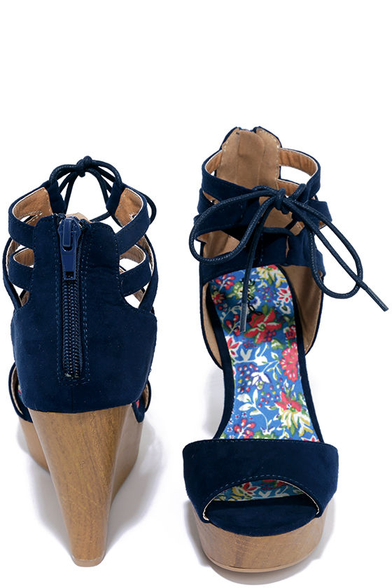 blue platform wedges