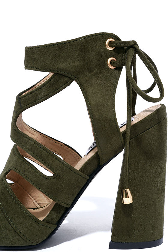 green caged heels