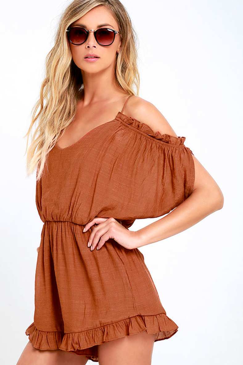 Collectively Wonder Burnt Orange Romper