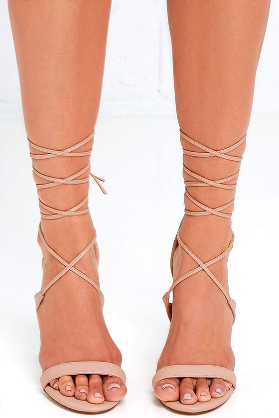 Starlet Nude Lace-Up Heels