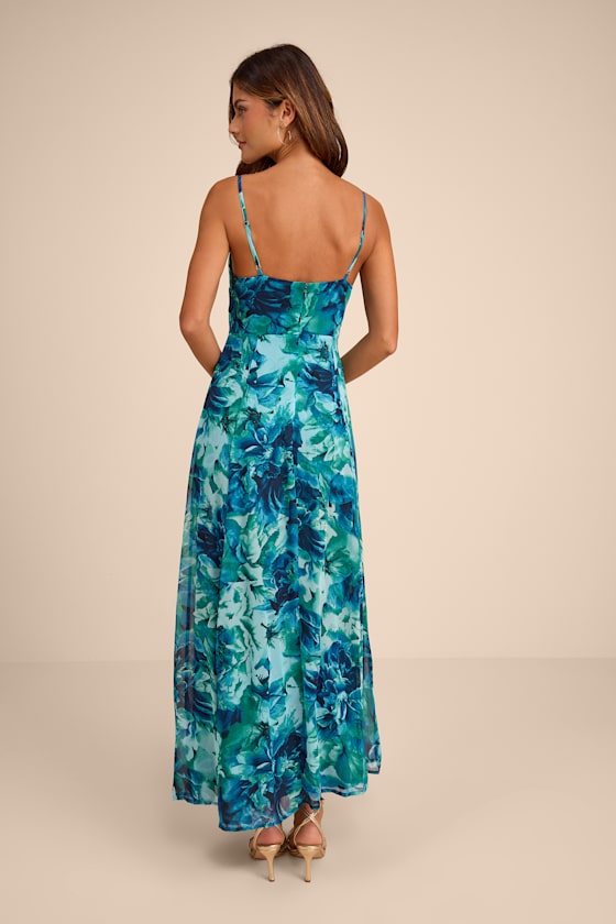 Beautiful Soul Teal Green Floral Print Twist-Front Maxi Dress - thumbnail 4