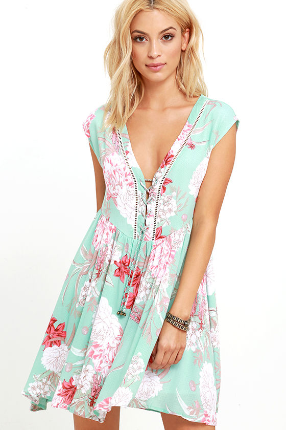 mink pink green dress
