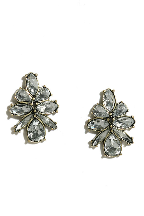 Stunning Clear Earrings - Rhinestone Earrings - Gold Earrings - $10.00 ...