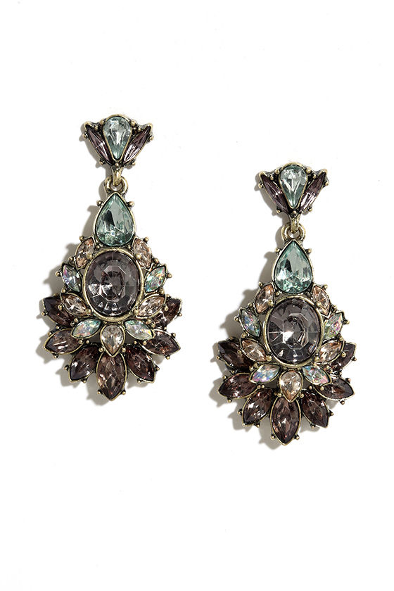 Stunning Grey Earrings Rhinestone Earrings Statement Earrings 16