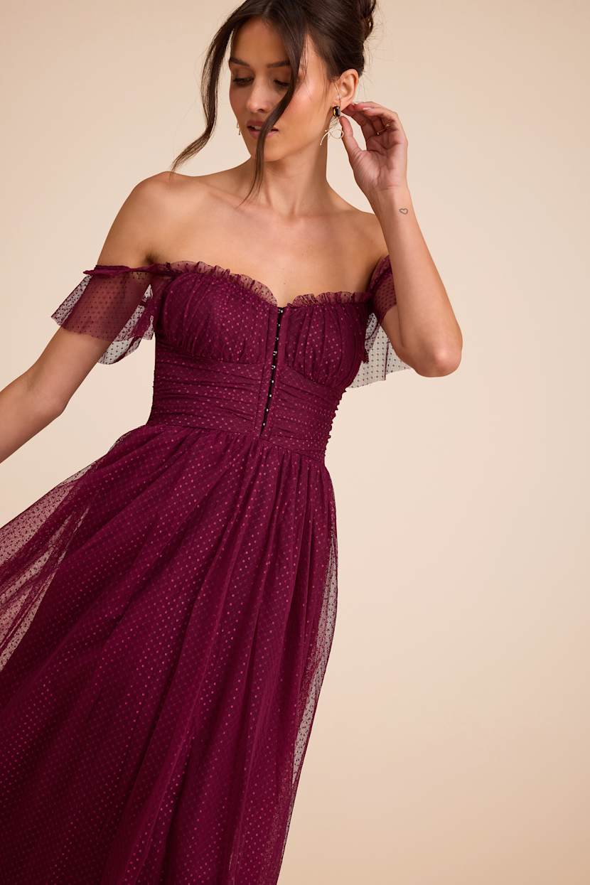 Burgundy Mesh Midi Dress - A-Line Dress - Mesh Midi Dress - Lulus Burgundy Mesh Midi Dress - A-Line Dress - Mesh Midi Dress - Lulus
