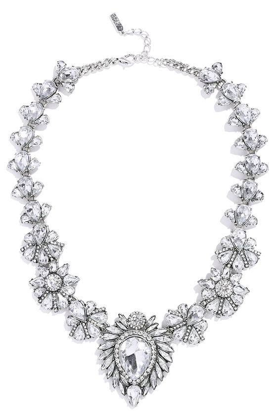 Penchant for Pretty Silver Rhinestone Statement Necklace