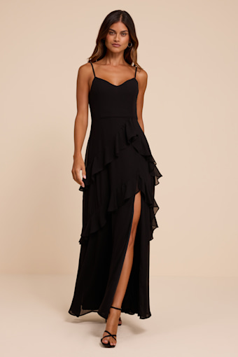 Blessed with Beauty Black Ruffled Sleeveless Maxi Dress 2