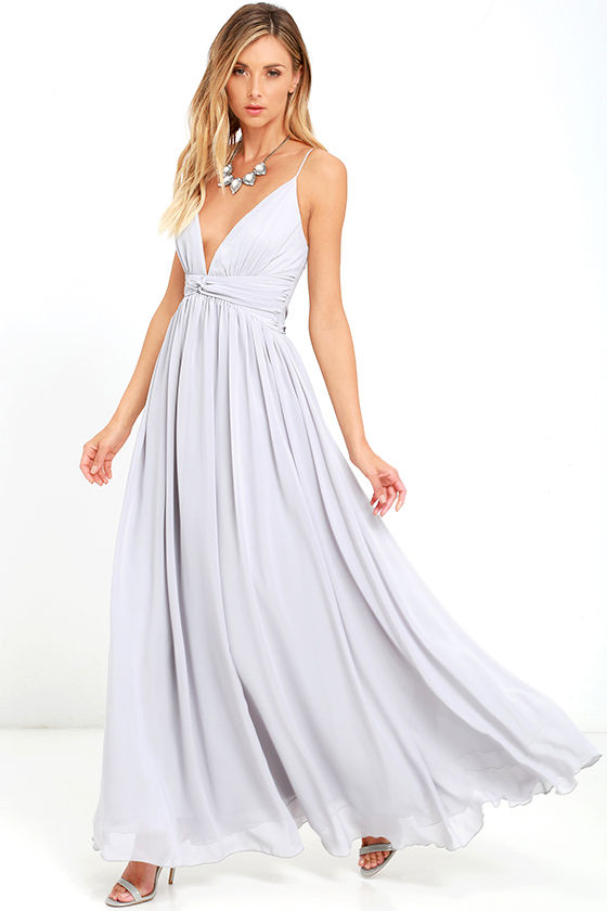 grey evening maxi dress