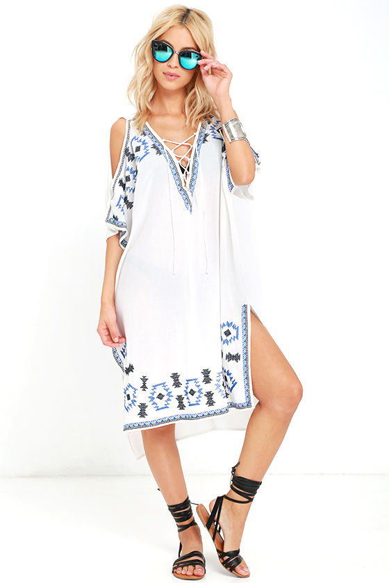 Embroidered Cover-Up - Lace-Up Top - Ivory Cover-Up - $49.00 - Lulus