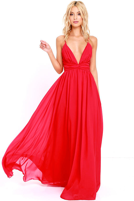 red maxi occasion dress