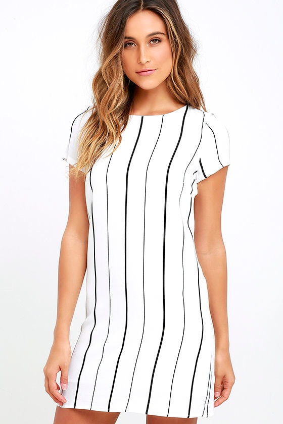 Cute Ivory Dress - Striped Dress - Shift Dress - $49.00 - Lulus